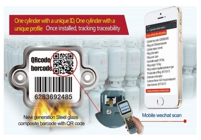برچسب های فلزی سرامیک LPG سیلندر ردیابی 800 درجه مقاومت در برابر اشعه ماوراء بنفش